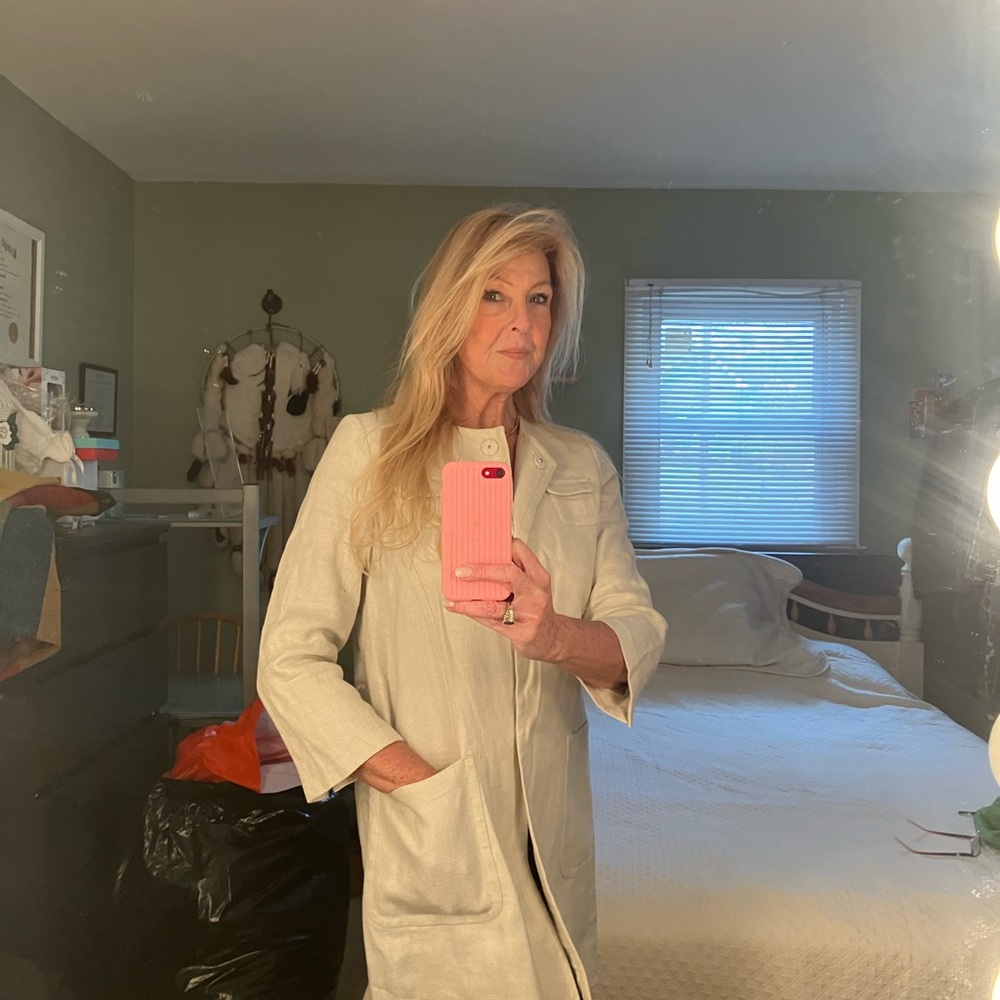 S. MaxMara Light Cream Beige Utility Jacket Coat Size  6